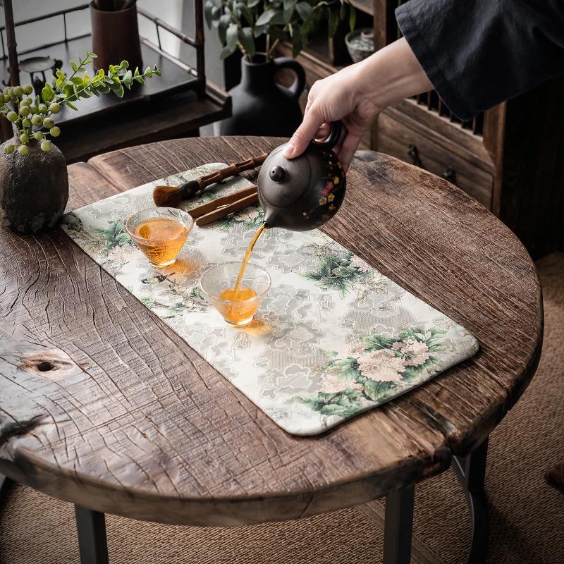 大岸堂高档香云纱茶席新中式禅意桌旗防水茶桌布干泡垫子中式布艺
