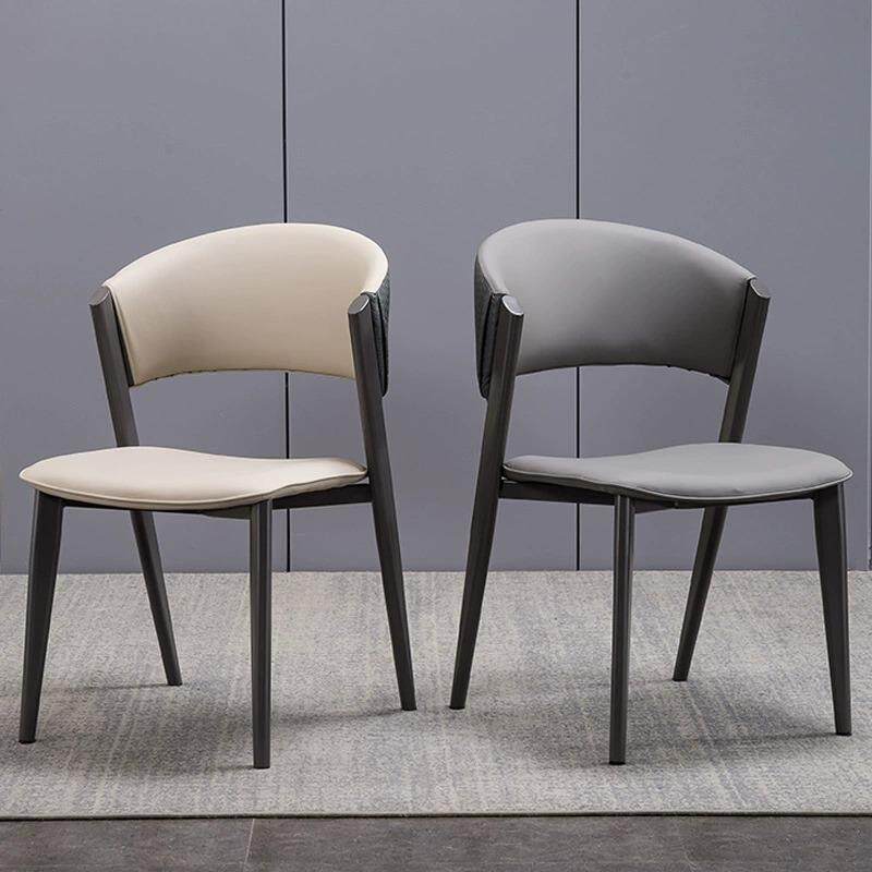 意式轻奢餐椅现代简约家用皮艺椅餐厅靠背休闲椅样板房酒店洽谈椅