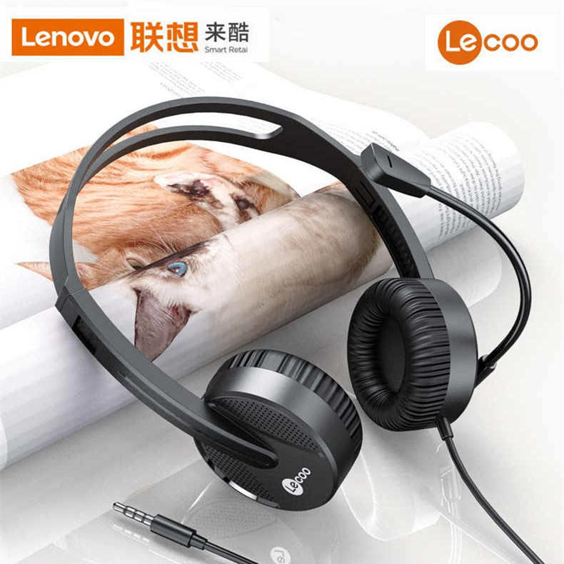 lecoo来酷HT106网课有线头戴式耳机耳麦单孔笔记本台式电脑小耳机