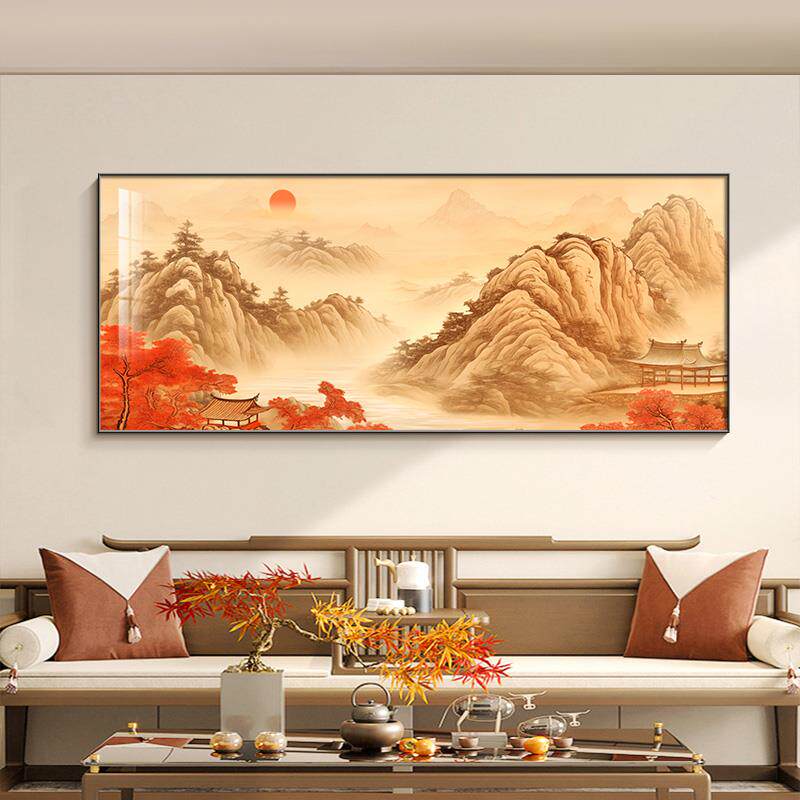 2026新款鸿运当头客厅装饰画新中式背有靠山办公室挂画招财山水画