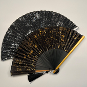 欧鼎光折扇中国风女士黑色洒金扇子古风古典儿童汉服折叠扇子夏季
