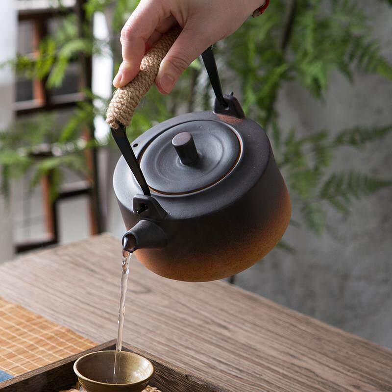 家用电陶炉煮茶壶茶具烧水炉陶瓷烧水壶侧把煮茶器围炉煮茶粗陶壶