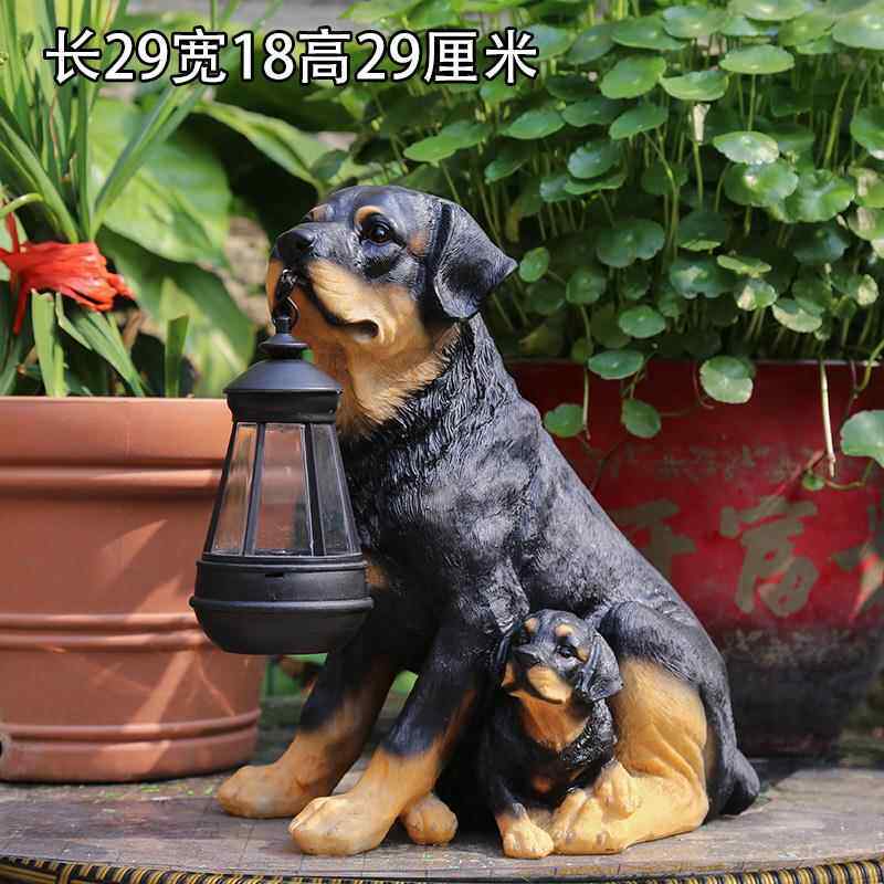 高档花艺园装饰庭院摆件 户外太阳能灯仿园装饰树脂动物真小狗狗