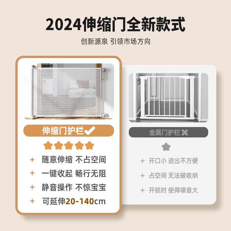 楼儿宝梯防护栏童门栏伸缩折叠门护栏围宝门挡厨F78JJH7J房宠物栅