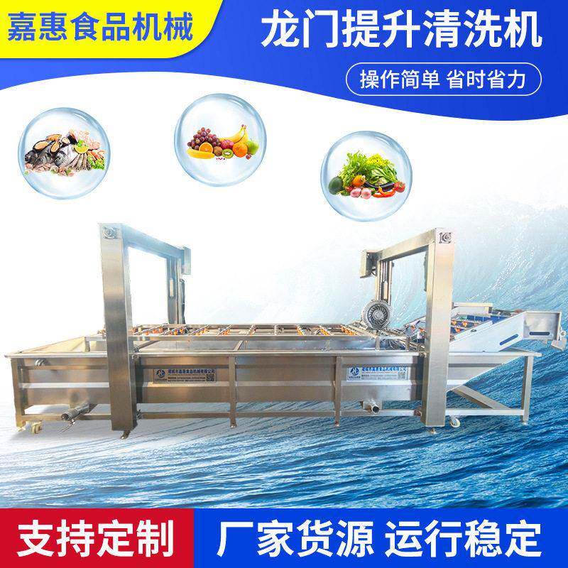 龙门提升式气泡清洗机萝卜榨菜海带芥菜水果蔬菜清洗全自动设备