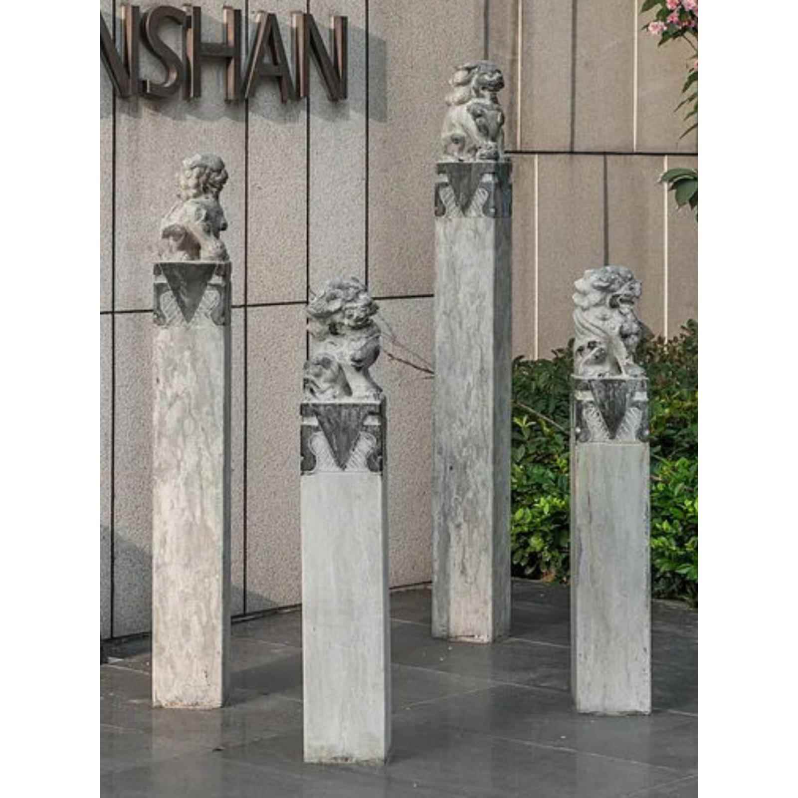 石雕马残狮独角兽装饰物青石老匹秀四兽彷古庭院装饰栓马柱