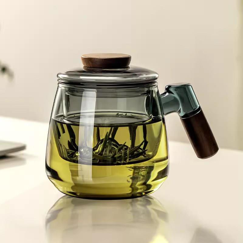 高档茶杯玻璃杯带把手个人专用男士办公室泡茶杯茶水分离喝水杯子