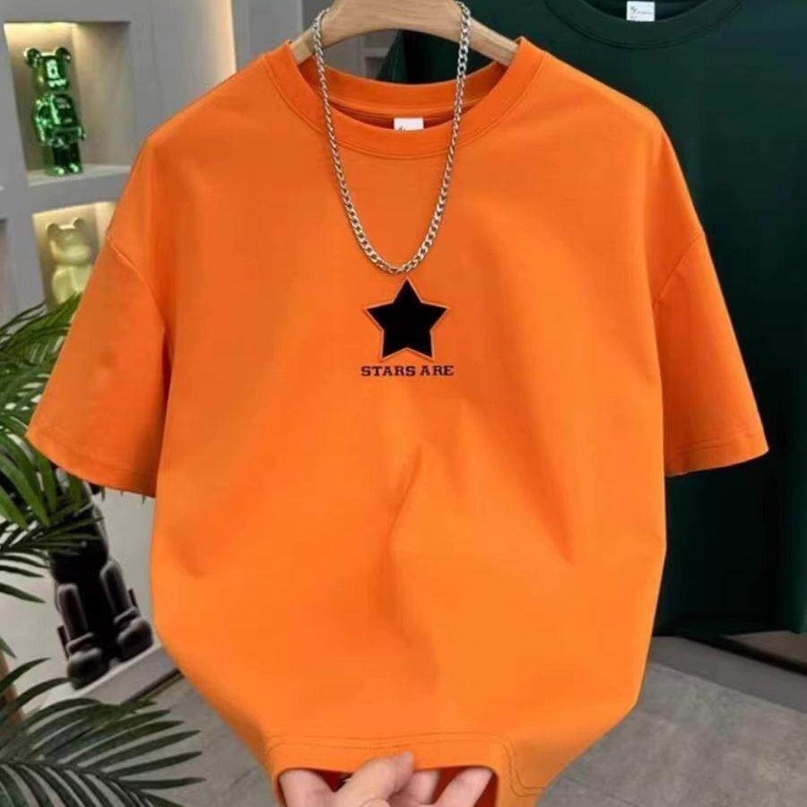 Roamix 绅度~夏季立体钢印字母圆领短袖燕尾设计皮标星星图案T恤