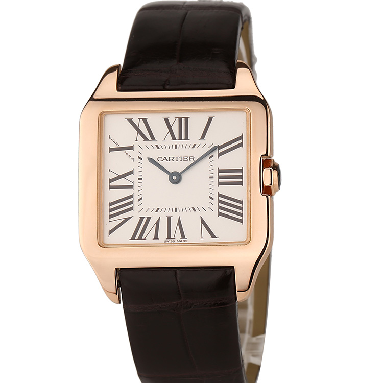 [9.8新]卡地亚山度士18K玫瑰金W2009251石英女表38.5*30.3mm