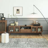 现代简约小户型电视柜收纳柜 北美黑胡桃木电视柜 妙梵 森语台