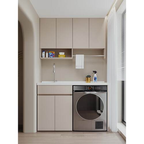 阳台柜洗衣机集成柜蜂窝铝定制配套洗脸盆盆组合阳台储物柜壁柜