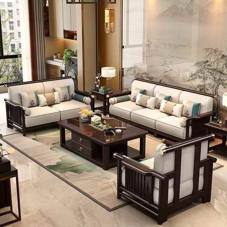 新中式实木沙发组合客厅现代轻奢大小户型木质禅意简约中国风家具