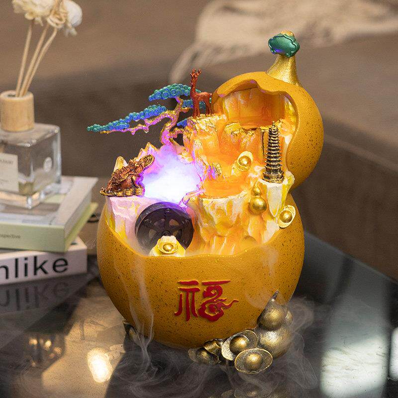 新中式葫芦假山流水招财摆件小型桌面创意家居客厅茶桌办公室装饰