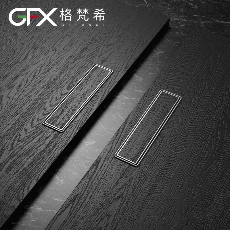 现代简约灰色锌合金隐形抽屉拉手 同色系移门开槽暗装配件