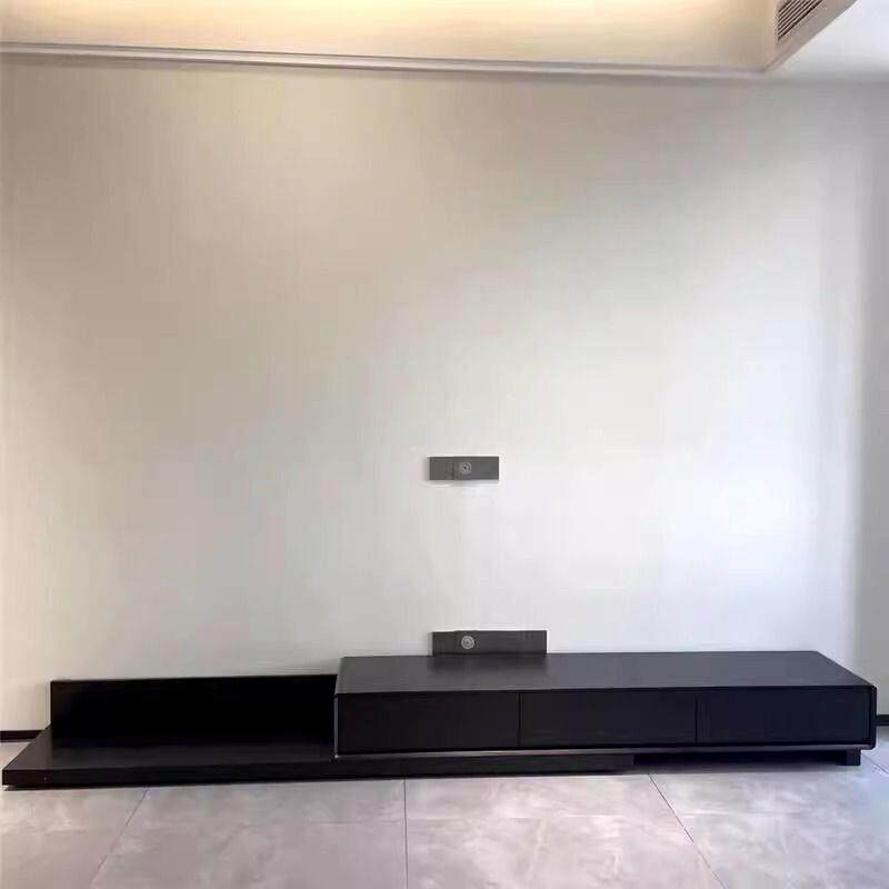 北欧黑色电视柜组合现代简约轻奢小户型地柜原木色可伸缩电视机柜