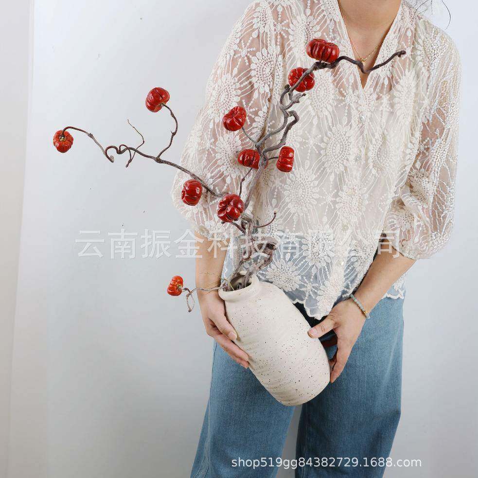 龙枣枝小南瓜干花花束家居摆设装饰客厅落地真花树枝风干插花文艺