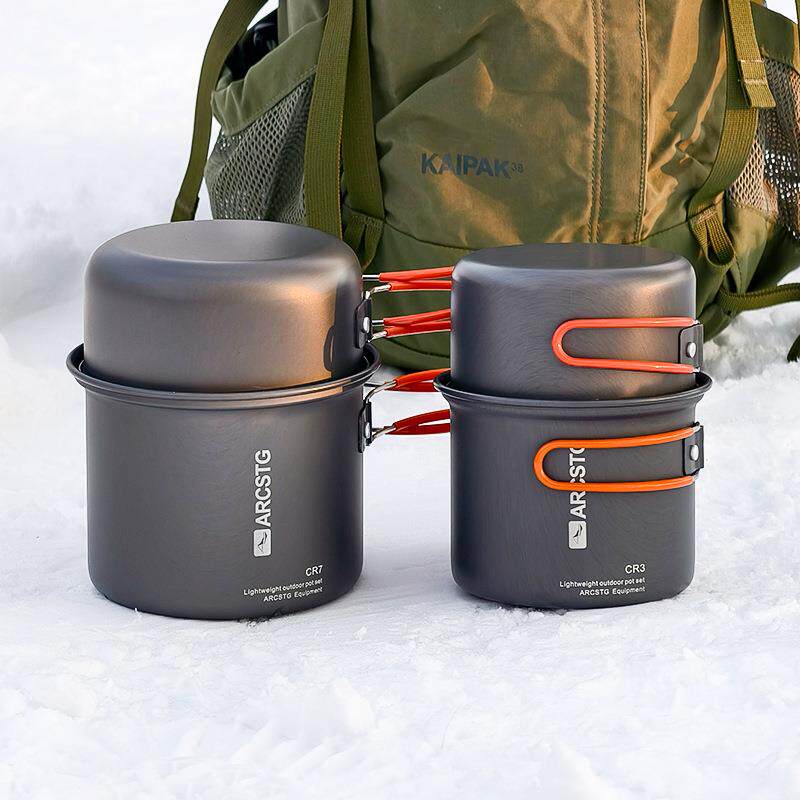ARCSTG户外便携炊具1-2人野营套锅 单人徒步登山露营锅具炊具套装