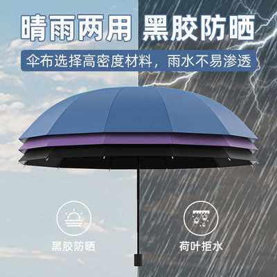 12骨手动雨伞男加固大号折叠伞女晴雨两用防晒伞太阳伞定制广告伞