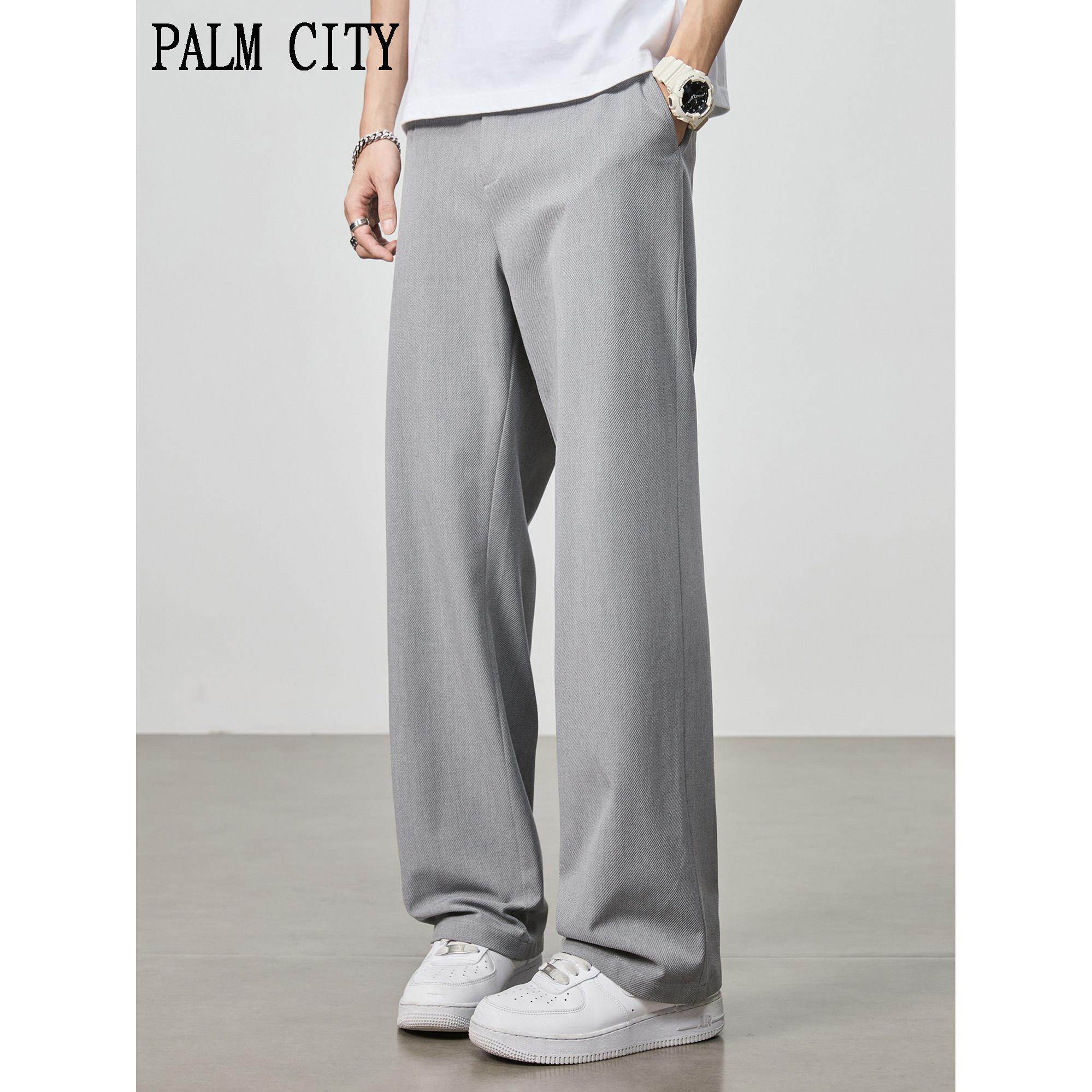 palm city潮牌春夏休闲裤男轻奢垂坠小西裤简约百搭宽松灰色西装