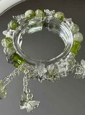 2026【魔法森林】绿色系琉璃印象爆款DIY串珠手链新中式手串ins小