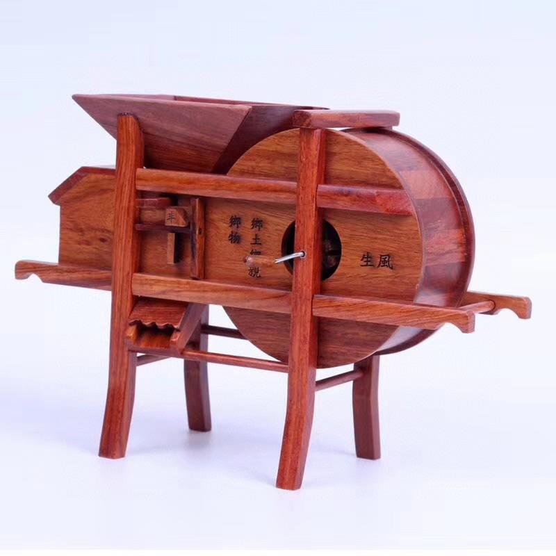缅甸花梨石磨小摆件两件套黑檀家居礼品