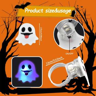 Halloween 50pc LED Rings Light Horror Gho Pumpkin Toys
