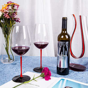 透明水晶红酒杯黑领结勃艮第波尔多葡萄酒杯大容量红挺黑底高脚杯