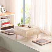 藤编简约日式 2方形坐 实木茶几飘窗桌子小阳台窗台地台矮炕桌小号