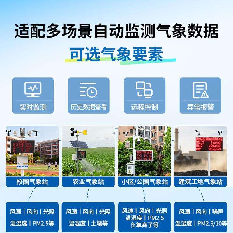 小型气象站风速向雨量观测仪校园智慧农业防爆自动户外环境监测站