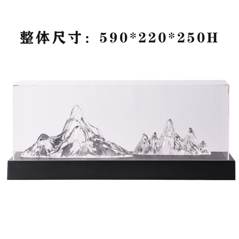 创意新中式现代透明树脂假山透明罩子摆件样板房客厅酒店大堂摆设