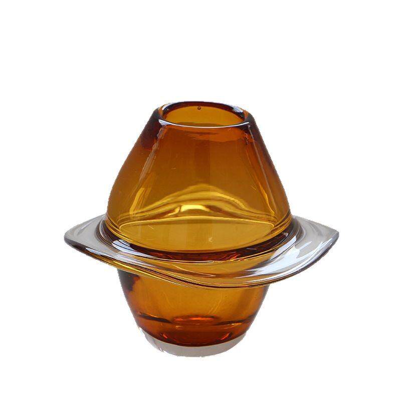 创意简约轻奢风厚重手工琉璃飞碟花软装酒店样板间玄关摆件档