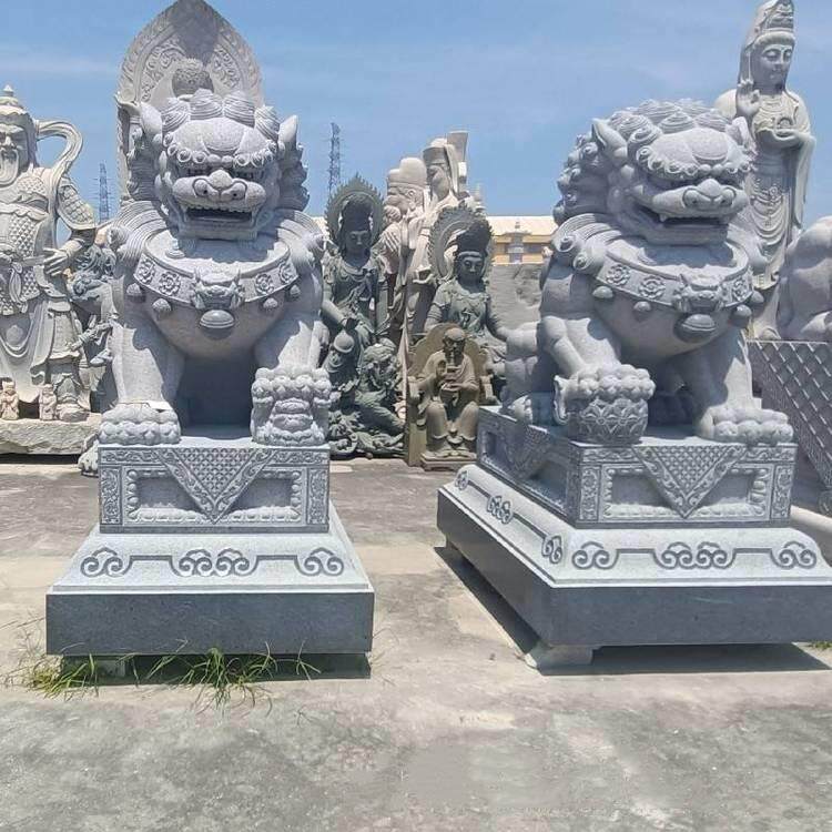 惠安石狮子一对花岗岩北京狮网球狮子祠堂别墅大门口石雕狮子