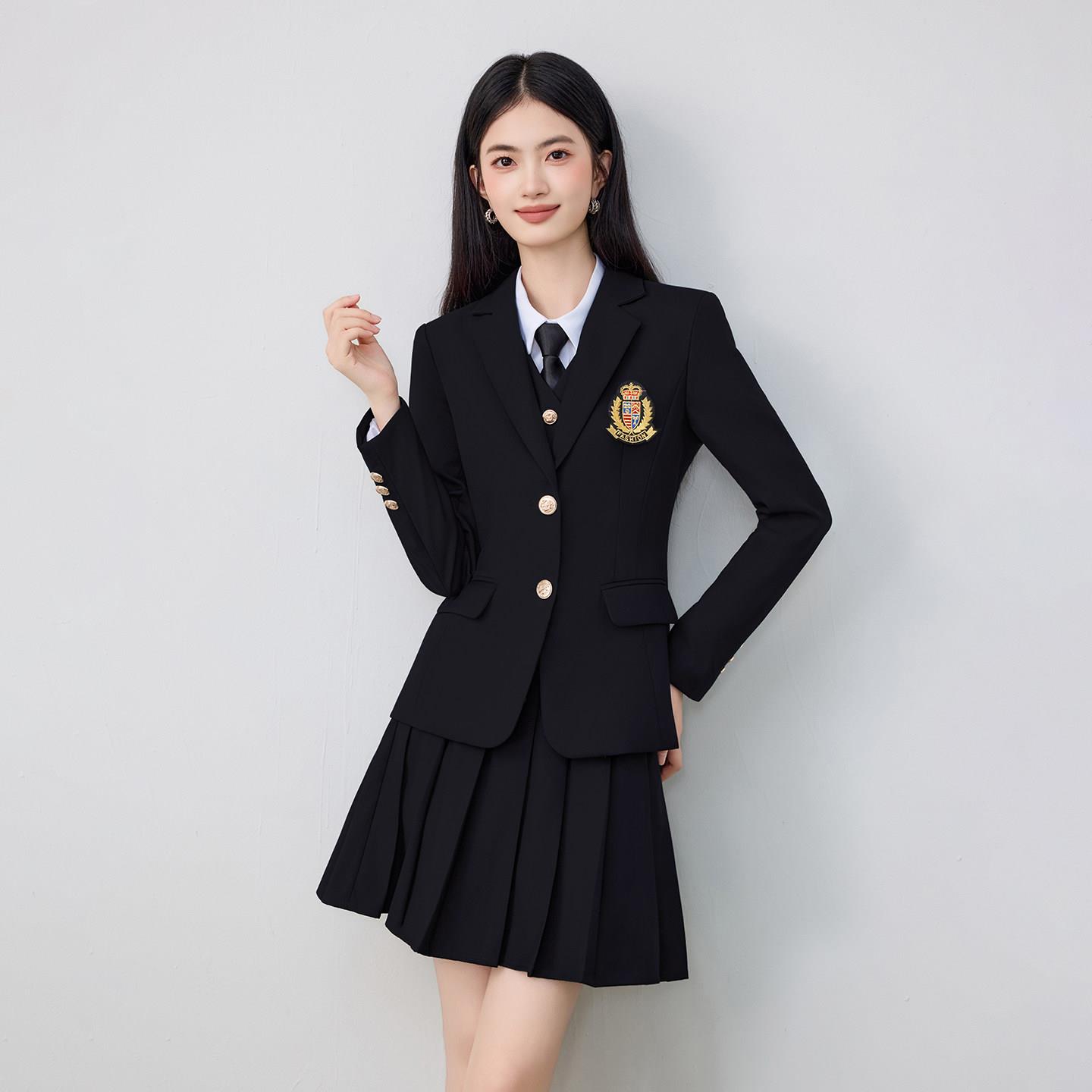 英伦学院风西装套装女高中生校服班服制服教资正装西服幼师园服