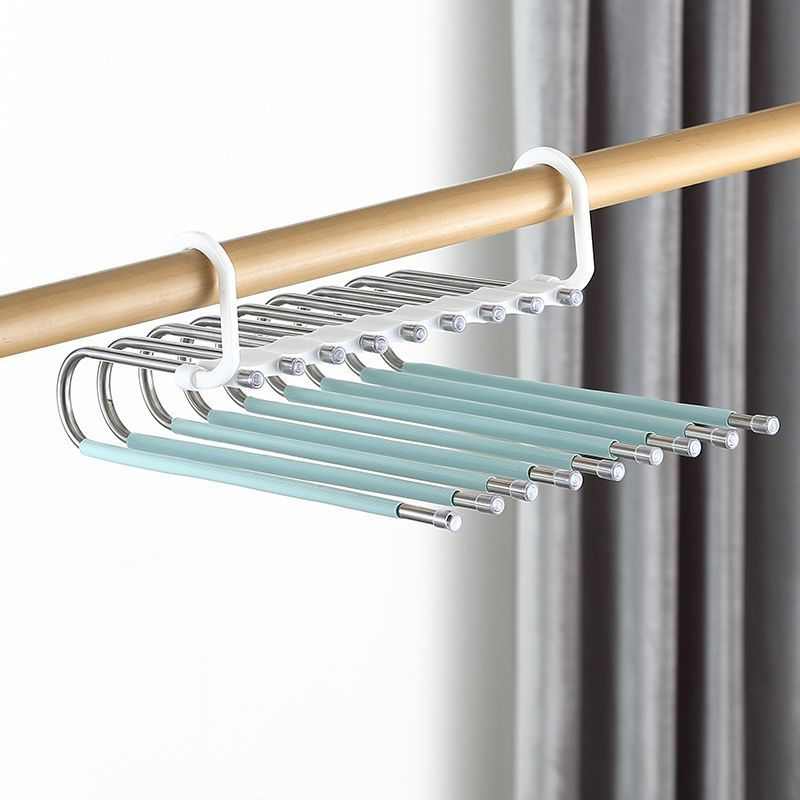 不锈钢折叠裤夹多层伸缩多功能收纳挂架魔术无痕裤架裤子衣架