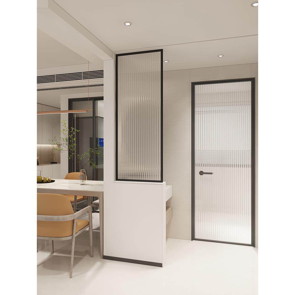 鹏音伴简约现代不锈钢长虹玻璃屏风客厅进门网红卫生间洗漱台半墙小隔断摆件饰品