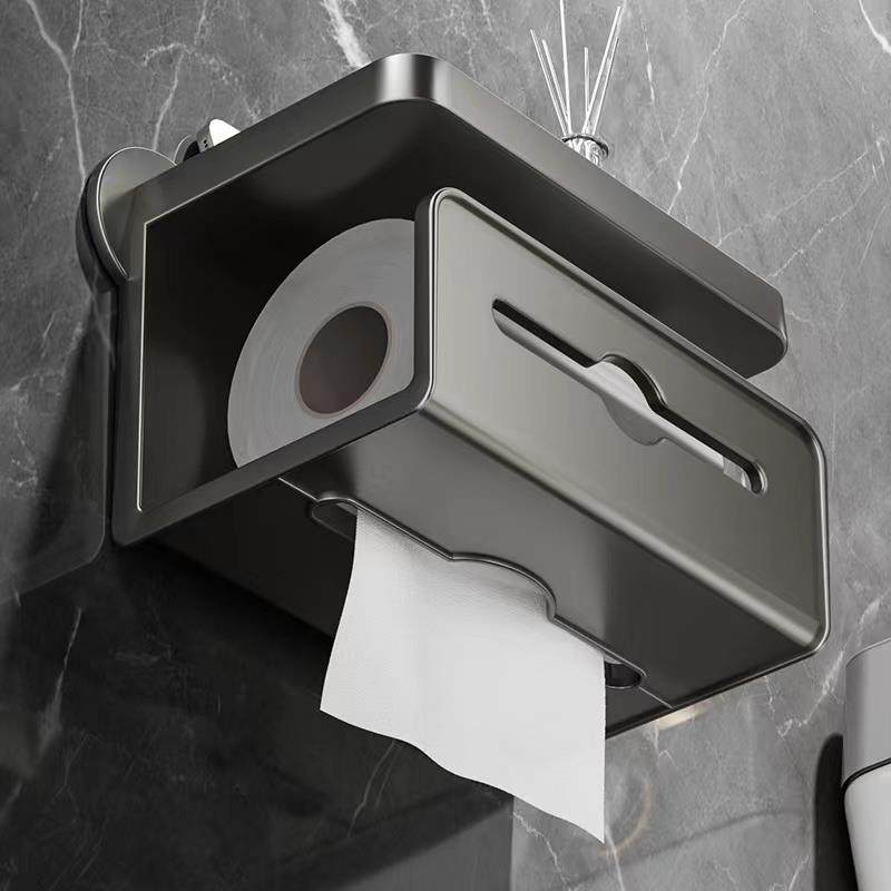化妆室纸巾盒置物架壁挂式卫生纸盒浴室免打孔卫生纸架家用厕所卷