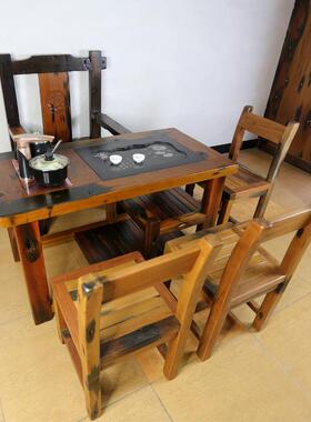 船木茶老桌功夫台泡茶茶ICF桌椅组合家用原木茶实小木型茶几