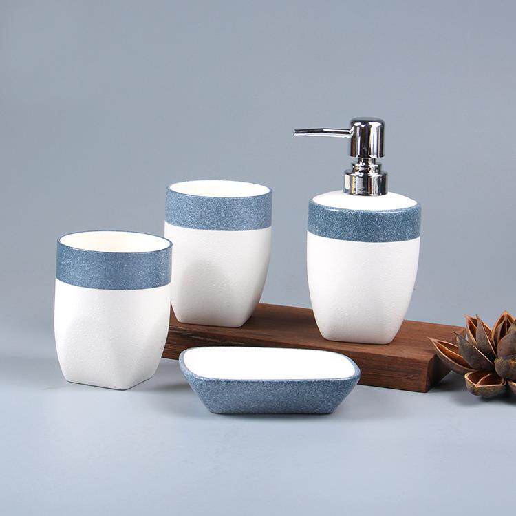 雪花釉陶瓷卫浴组合套装肥皂碟漱口杯刷牙杯子陶牙缸卫浴洗漱杯