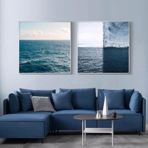 大海风景挂画北欧蓝色客厅壁画现代简约玄关画艺术摄影餐厅装饰画