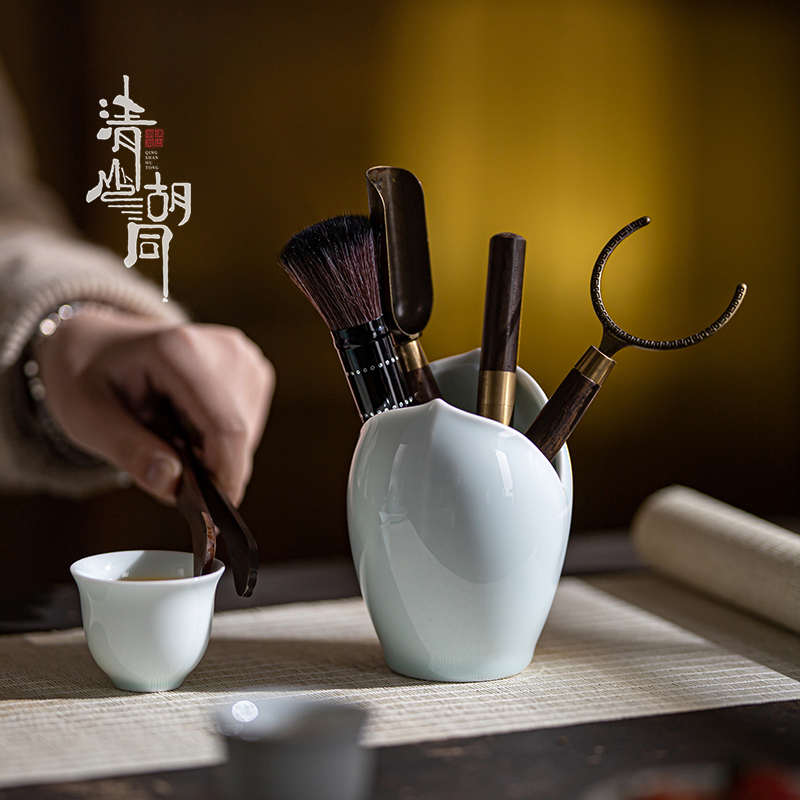 茶道六君子套装陶瓷功夫茶具配件泡茶工具茶夹茶刷茶勺茶则茶针套