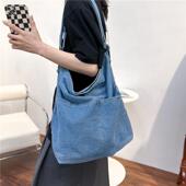 慵懒风牛仔帆布包女单肩包韩版 复古学院休闲购物袋大容量上课背包