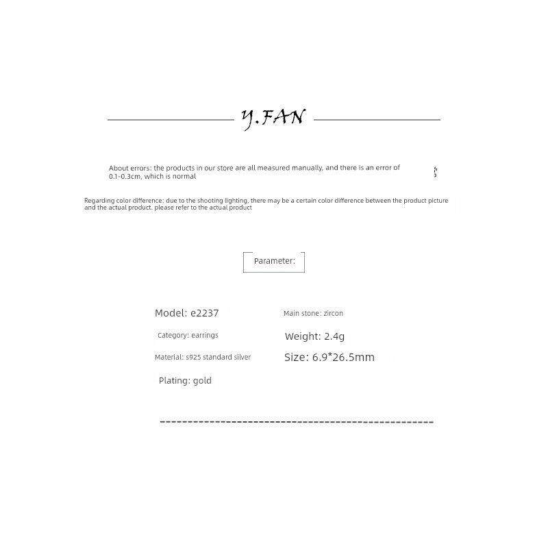 Far Van S925 Sterling Silver Earrings Popular Accessories Pe