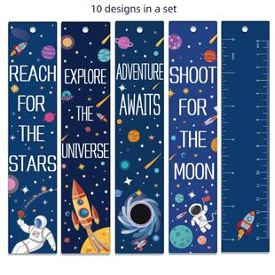 10pcs Space & Planet Themed Magnetic Bookmarks - Durable Pap
