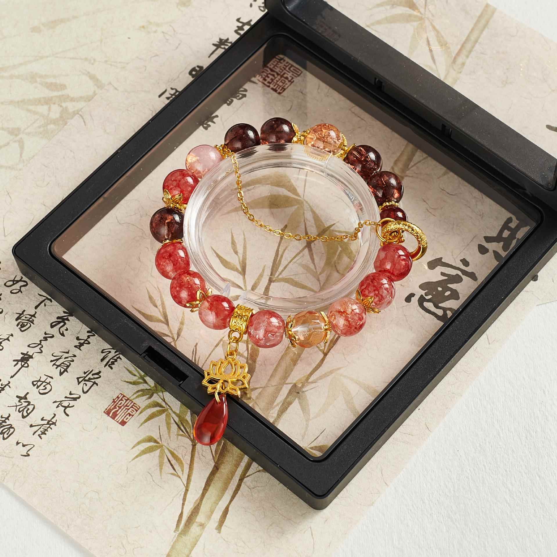 小众设计周边衍生手链新款高颜值莲花串珠闺蜜饰品图片