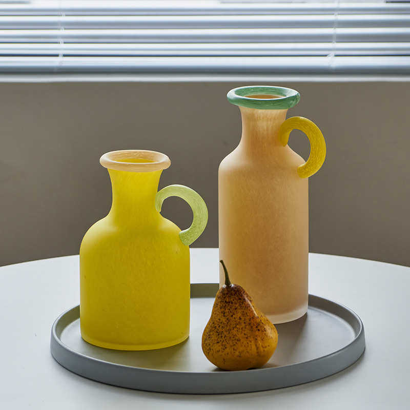 多巴胺色系ins餐桌摆件居家软装酒店样板间装饰哑光单耳玻璃花瓶,家居饰品,装饰摆件,淘宝优惠券,粉丝福利购,淘宝优惠卷