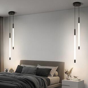 卧室床头小吊灯创意设计师极简约现代极简长条垂吊线灯具
