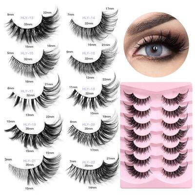 5 pairs Cat Eye Lashes Faux Mink Eyelashes Clear Band Lashes