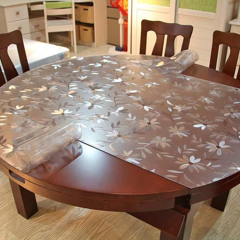 透明软玻璃折叠桌布椭圆形防水油防烫免洗茶几垫西餐桌桌面垫