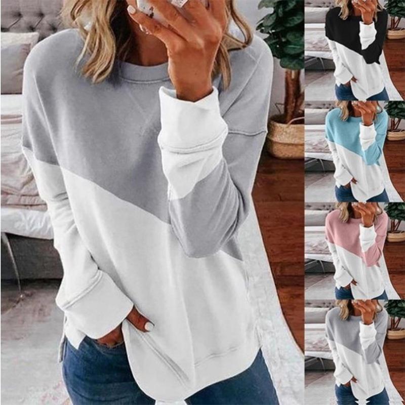 Casual womens clothing long sleeve tops round neck pullover