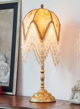 高档美式复古国风民宿乡村围vintae卧室厅氛客台灯创意流g苏床头